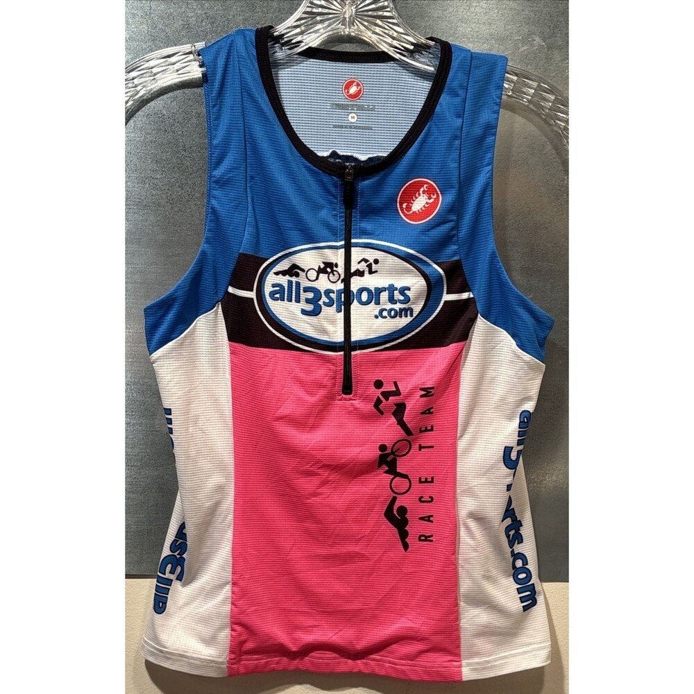 Castelli Rosso Corsa Free Tri Top Sleeveless Jersey Pink/Blue all3sports.com